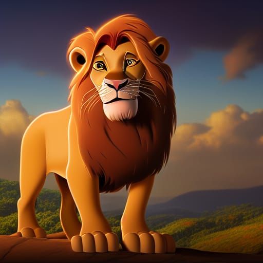 Lion King with Crown: 3D Digital Art