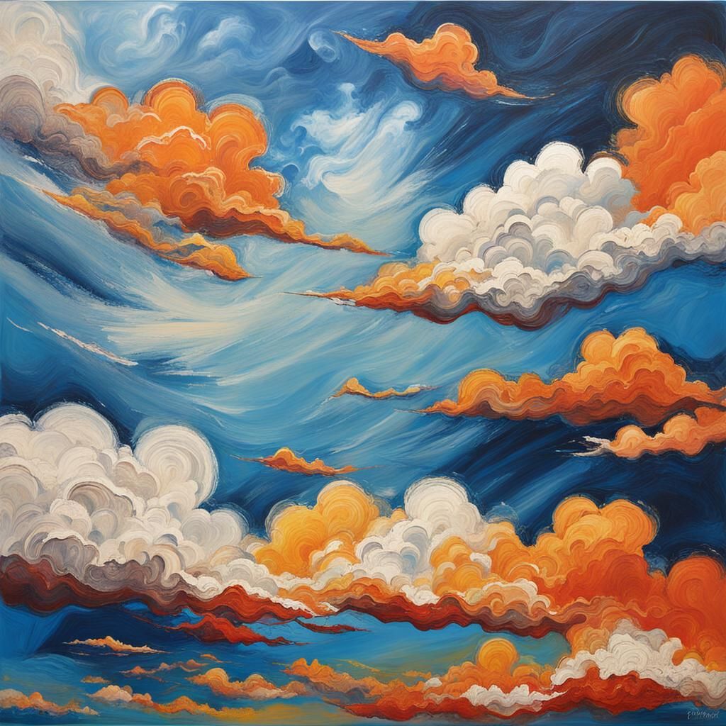 Abstract Sky with Clouds in Complementary Colors