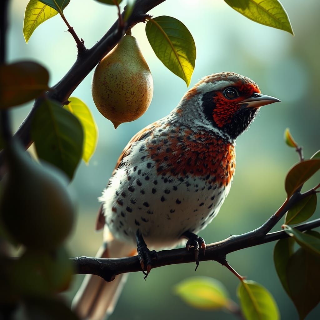 Hyperrealistic Partridge in a Pear Tree Splash Art