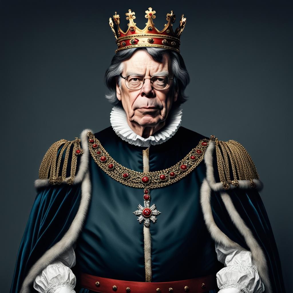 Stephen King as King of England: Realistic Portrait