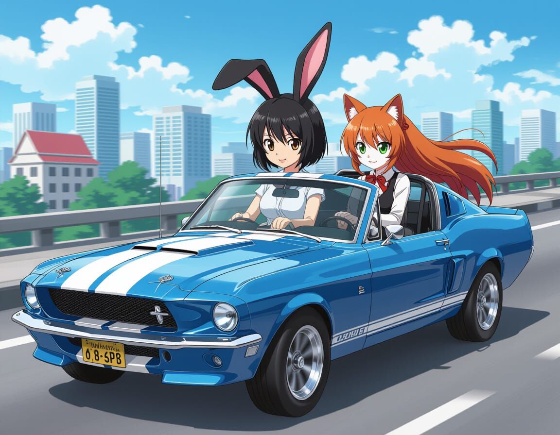 Gunsmith Rabbit and Cat: Manga Style Car Chase