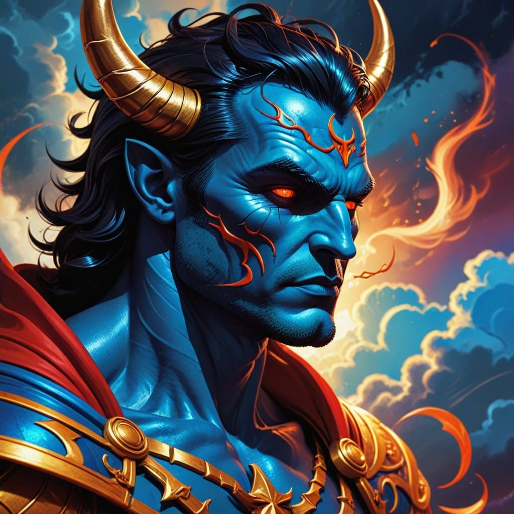 Surreal Lucifer in Vibrant Comic Book Art