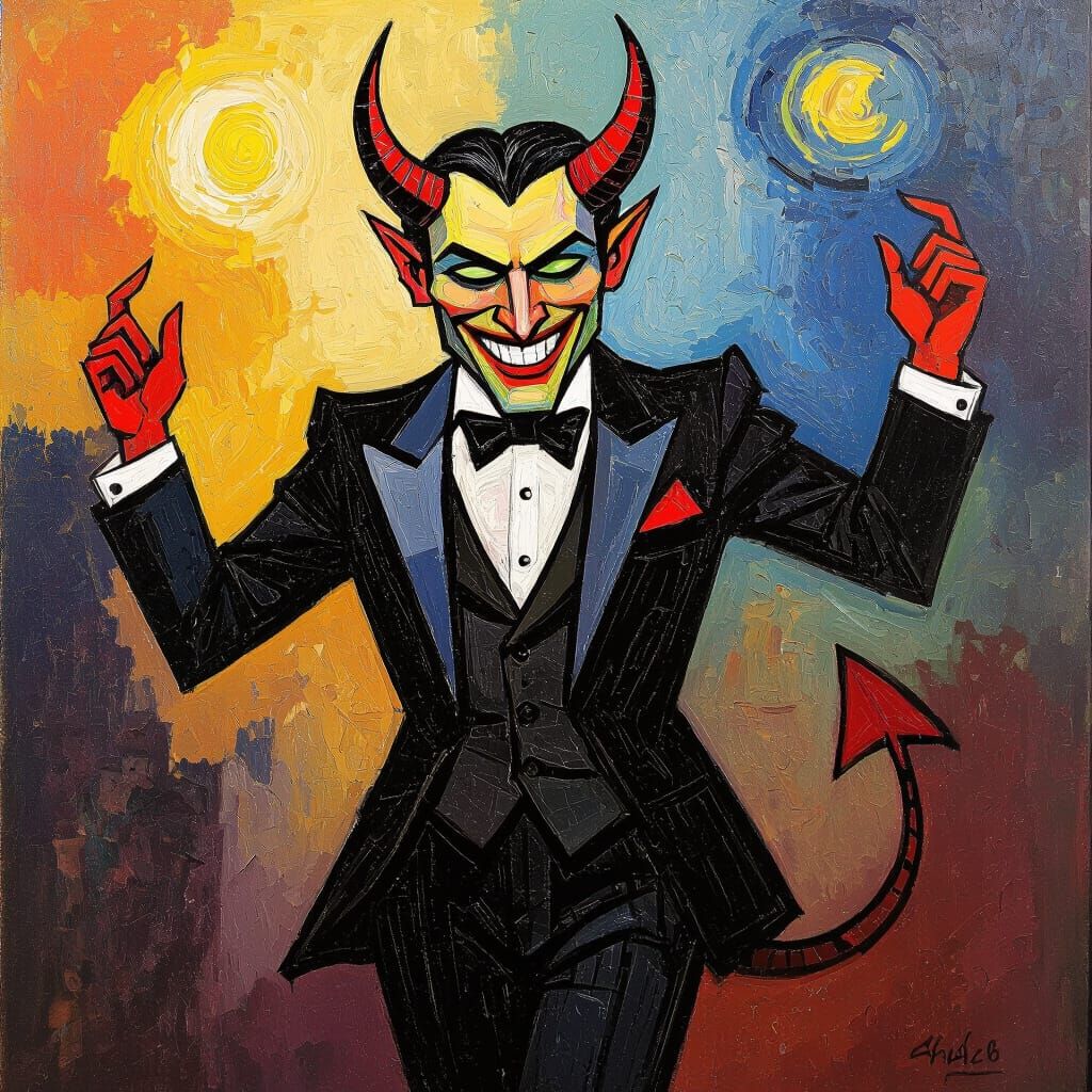 Dancing Devil in Neo-Expressionist Style