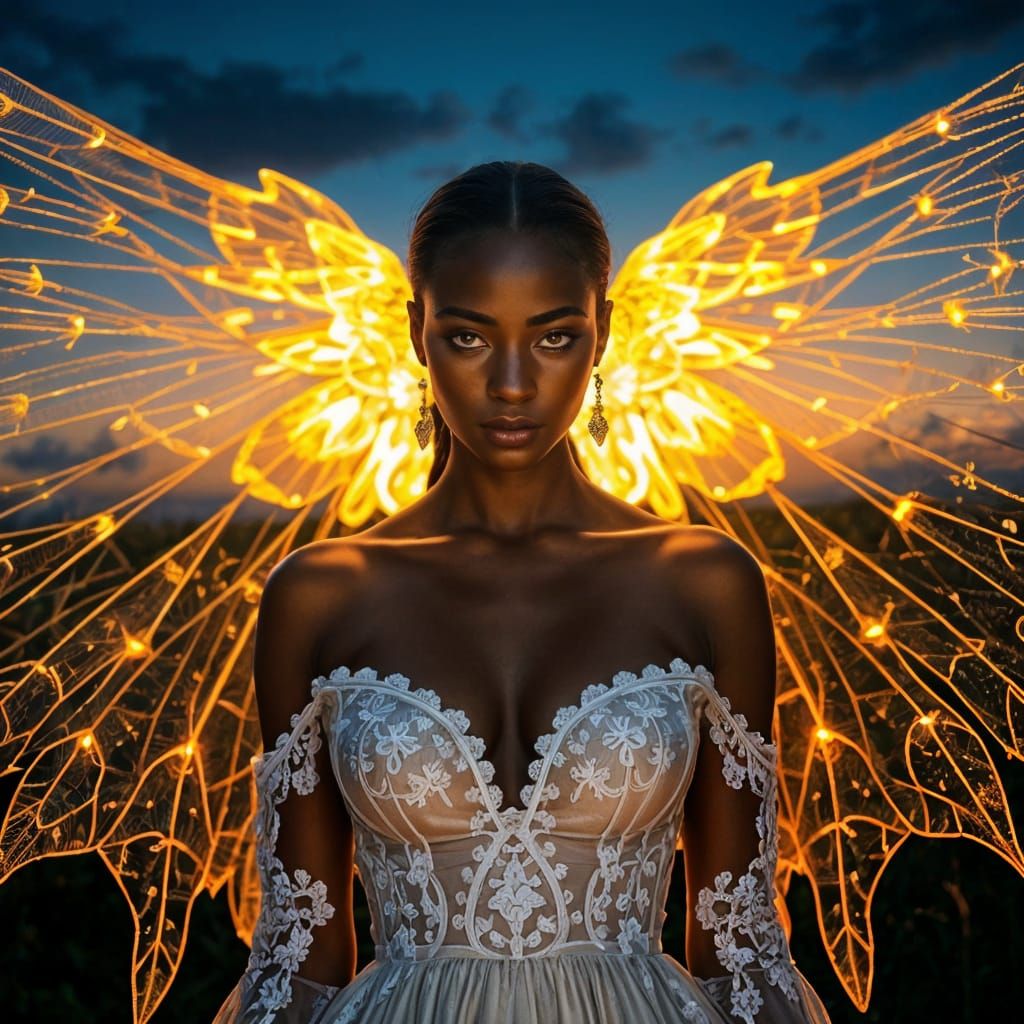 Regal Young Woman with Celestial Wings