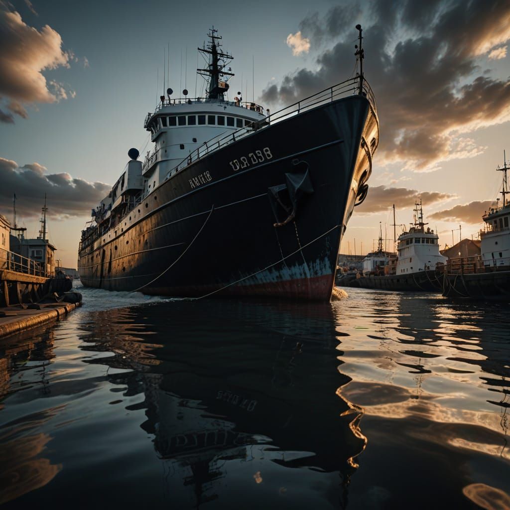 Hyper-Realistic Ship Hull at Golden Hour