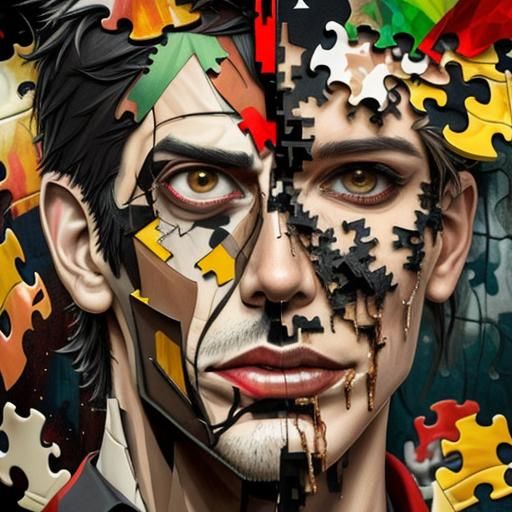 Fragmented Man: A Surreal Digital Collage