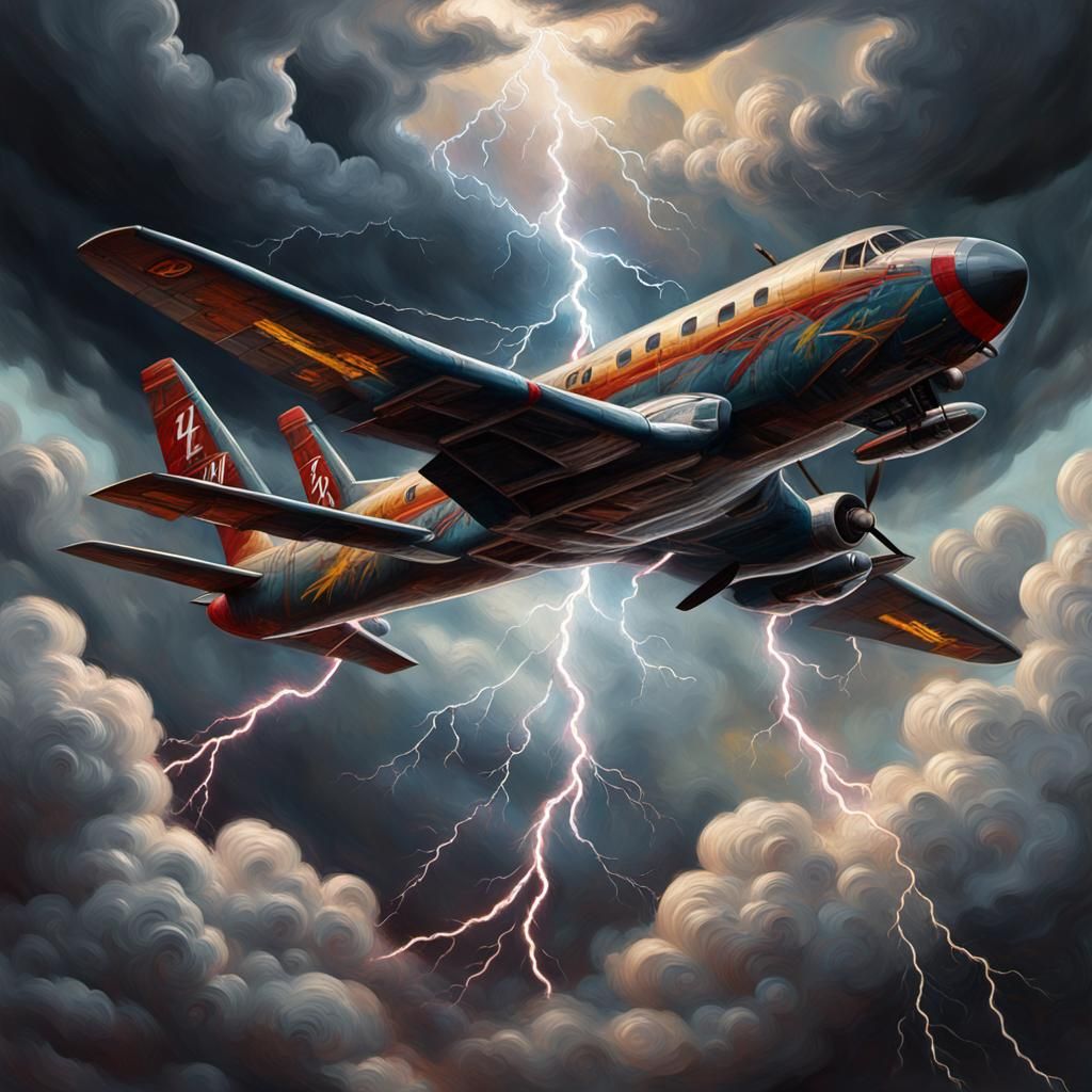Gothic Impressionist Race Plane in Stormy Sky