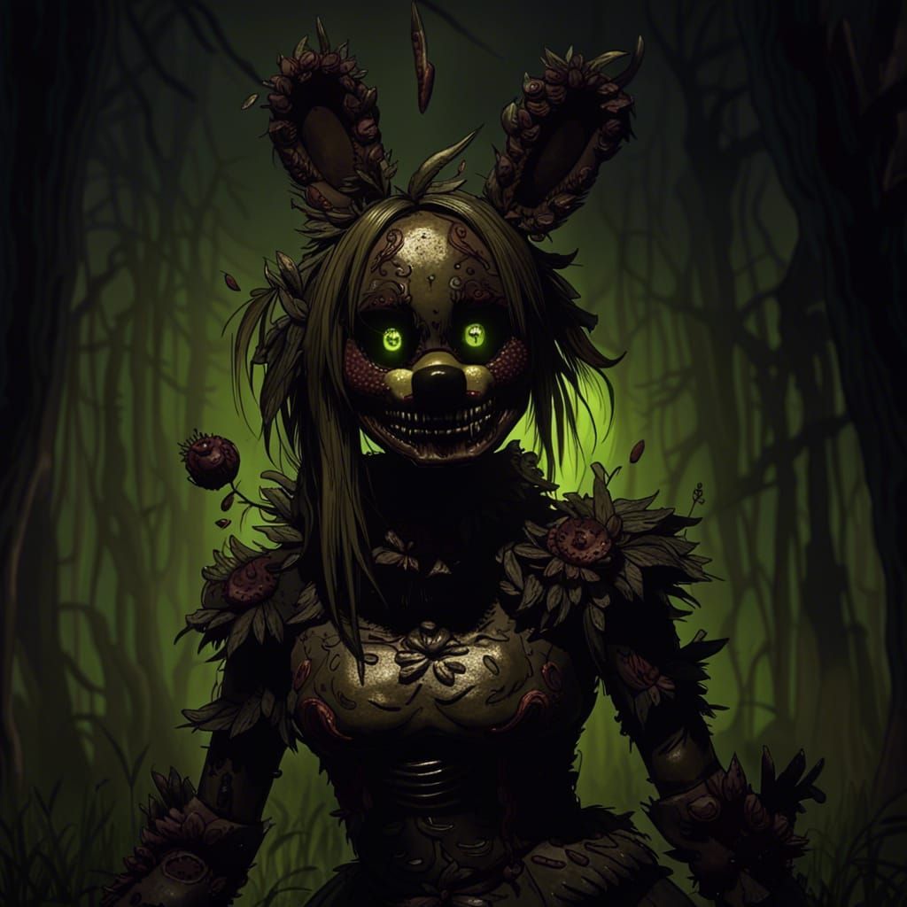 Asian Woman Springtrap Cosplay in Dark Fantasy Style