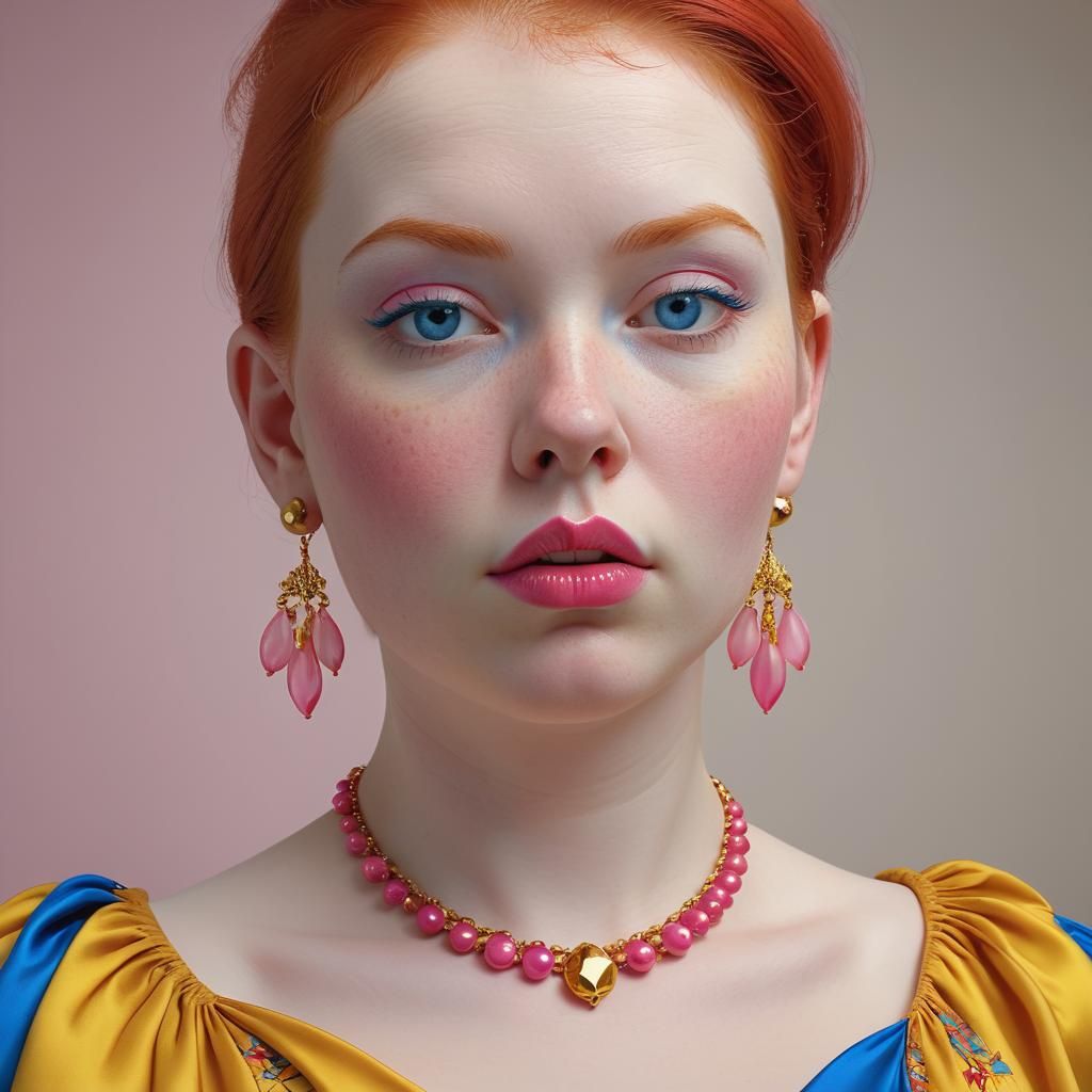 Redhead Woman Portrait in Hyperrealist Style