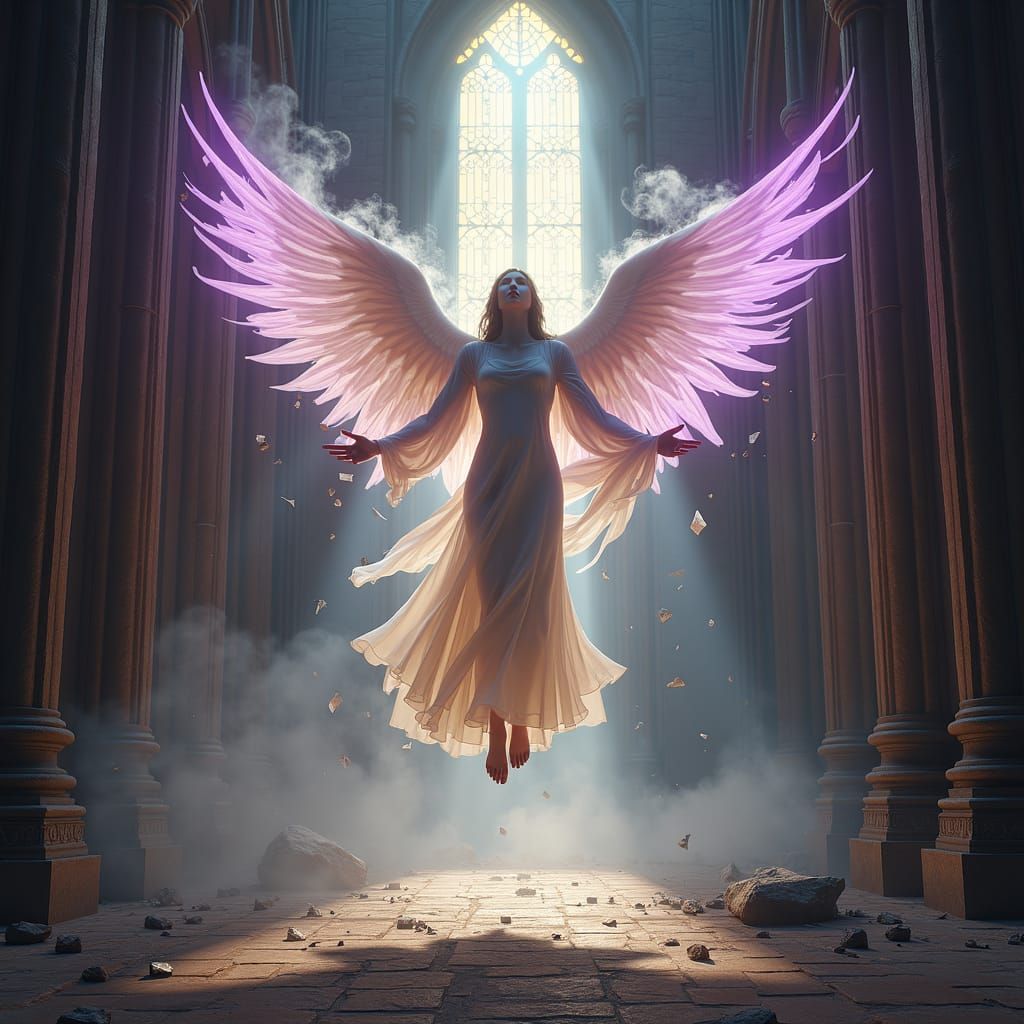 Ethereal Holy Spirit in Abandoned Cathedral