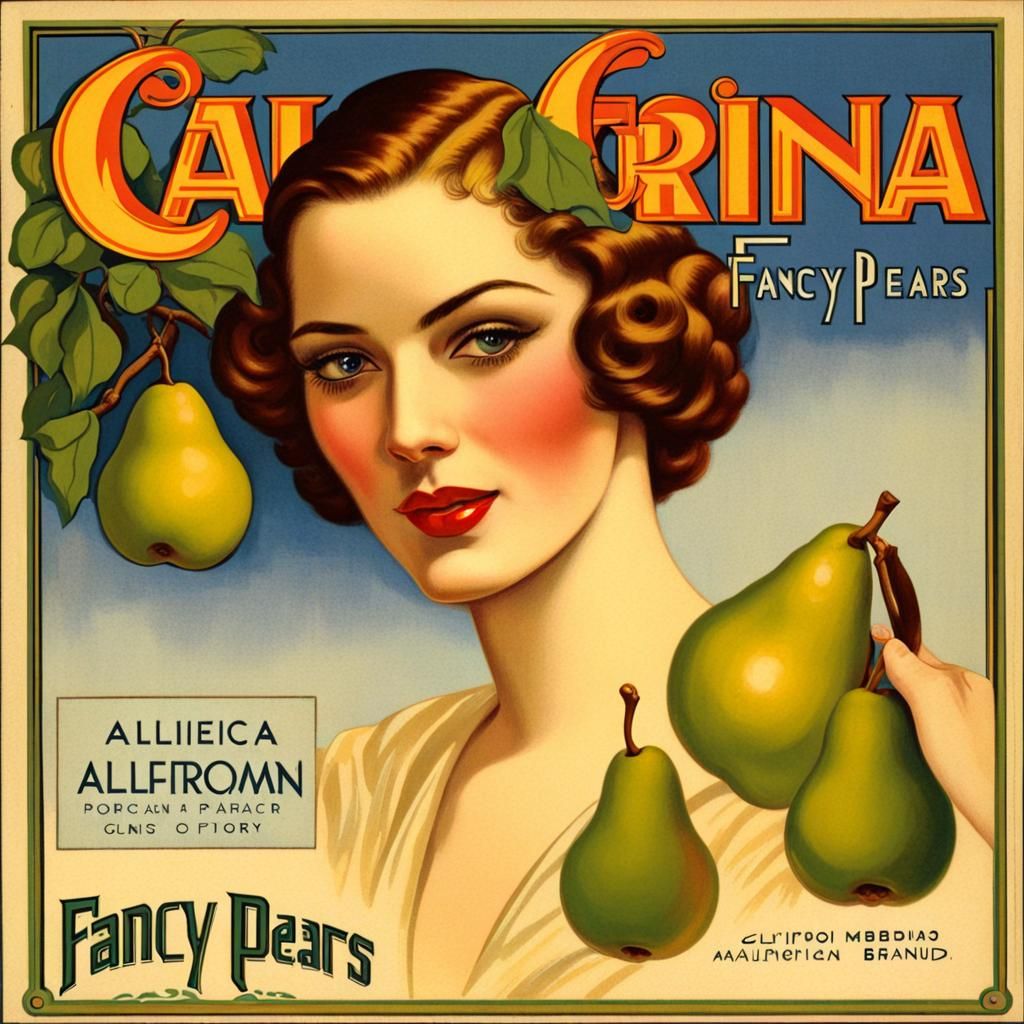 Art Deco Woman on Vintage Fruit Crate Label
