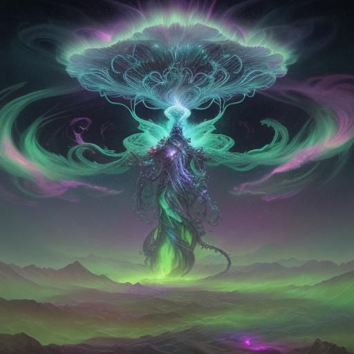 Alien Entity Floating in Cosmic Gas Clouds