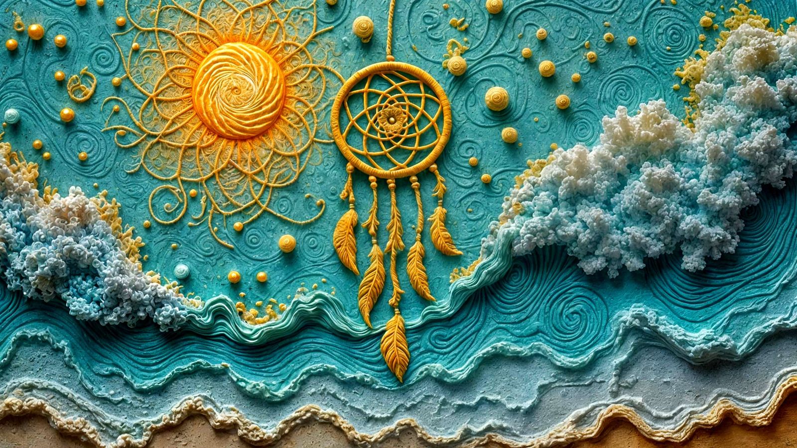 Dreamcatcher Sun Over Textured Sea Foam Art