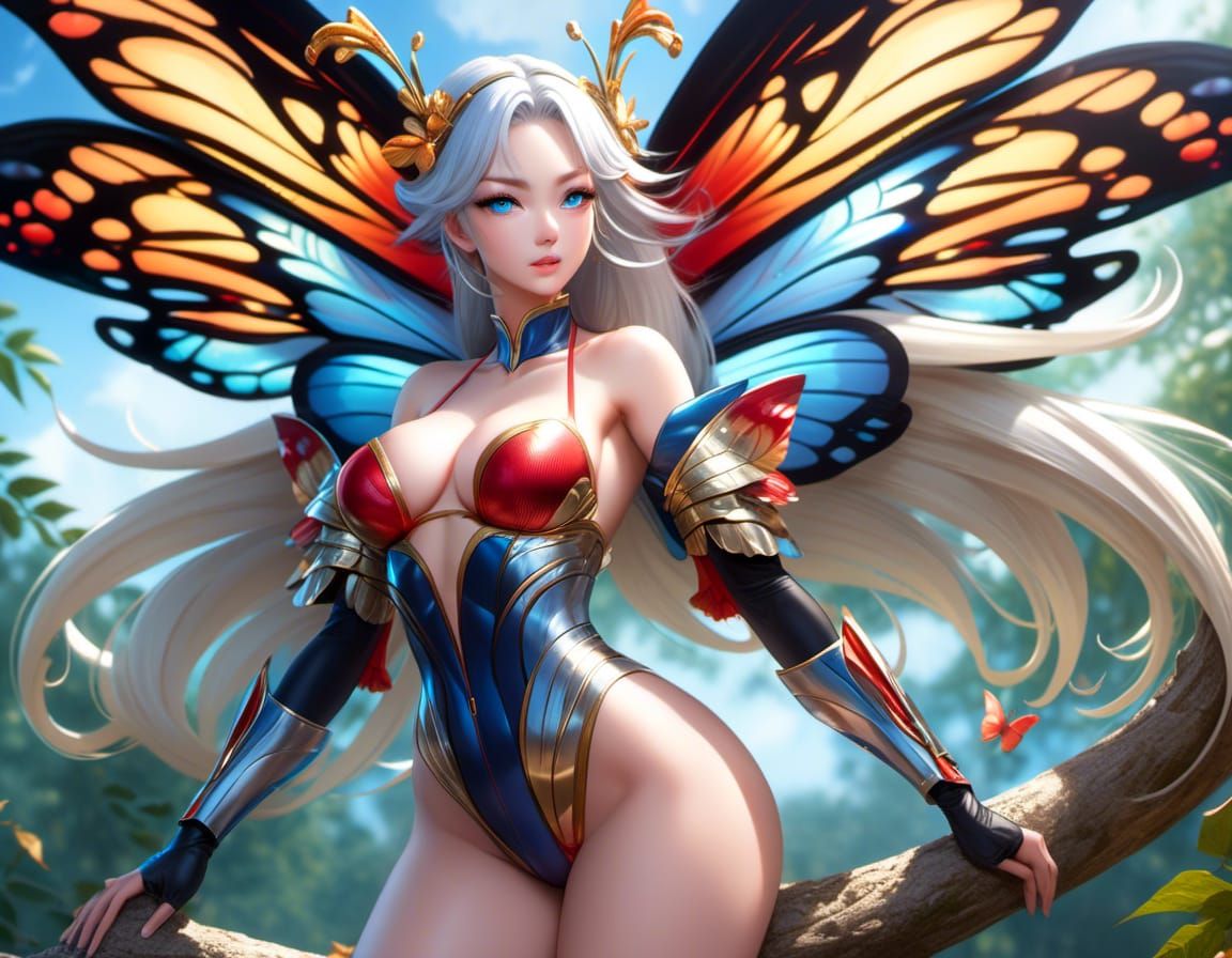 Blue-Haired Butterfly Flight Through Forest in 16K