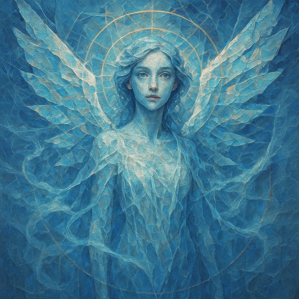 Ethereal Seraphim Woman in Disjointed Luminweave Style