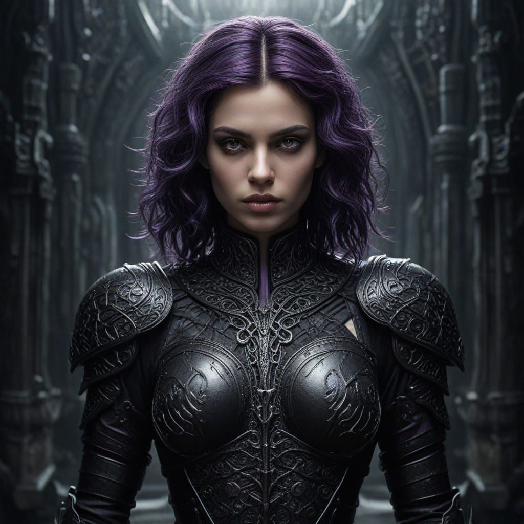 Medieval Warrior Goddess in Dark Fantasy Armor