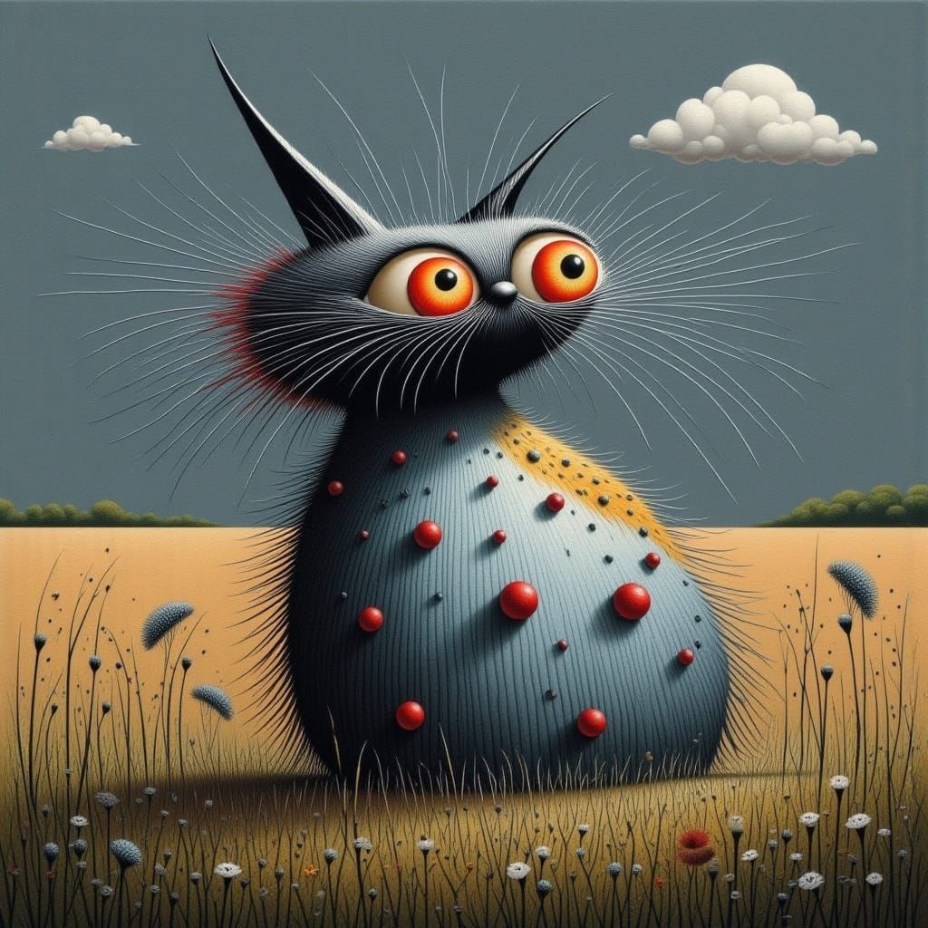 Whimsical Cats in Blood Orange Palette