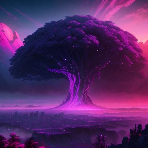 Synthwave Landscape Digital Matte Painting