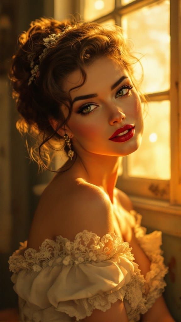 Idealized Beauty Basks in Warm Golden Light
