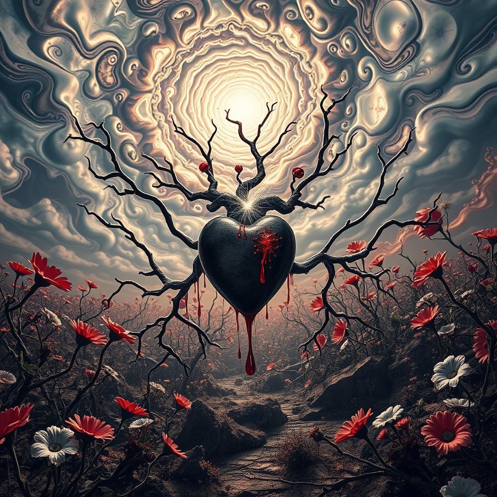 Surreal Landscape with Broken Heart Vortex