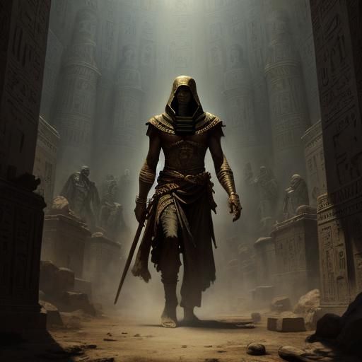 Egyptian Mummy Horror Art in Gustave Doré Style