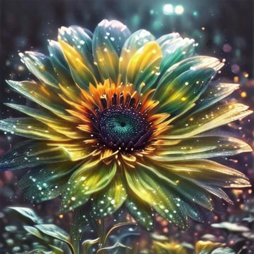 Nocturnal Impressionism: Sunflowers in Moonlight