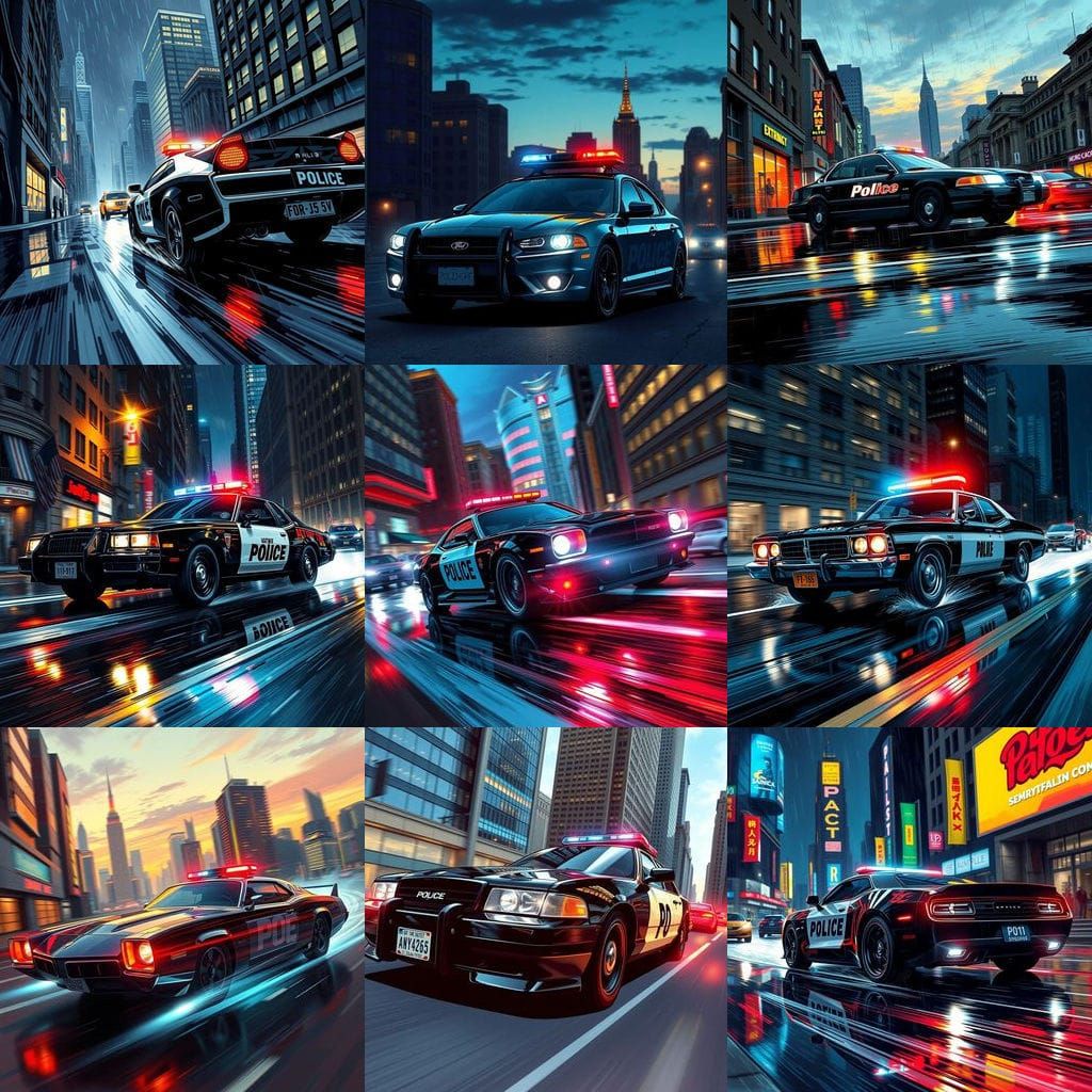 Police Car in Comic Book Style