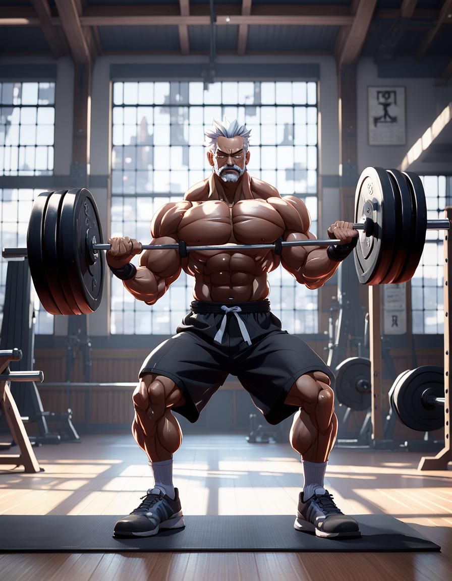 Anime Character Toji Barbell Curls in 4K