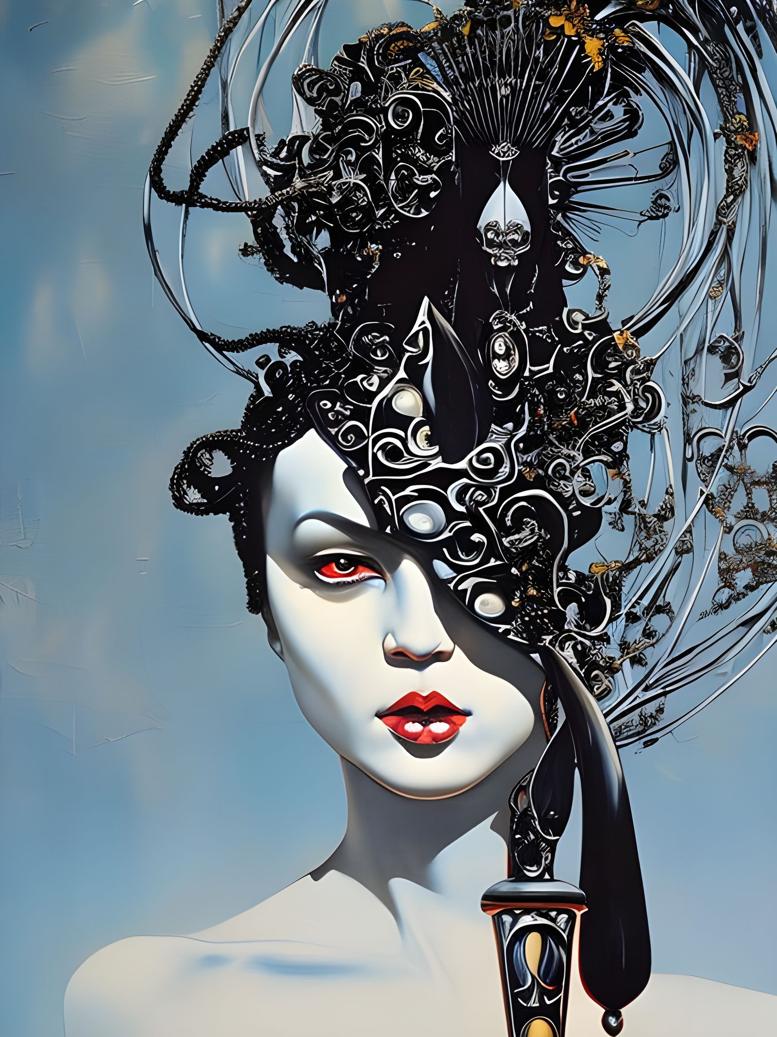 Dark Cyborg Ninja Pixies in Hyperrealistic Oil Painting