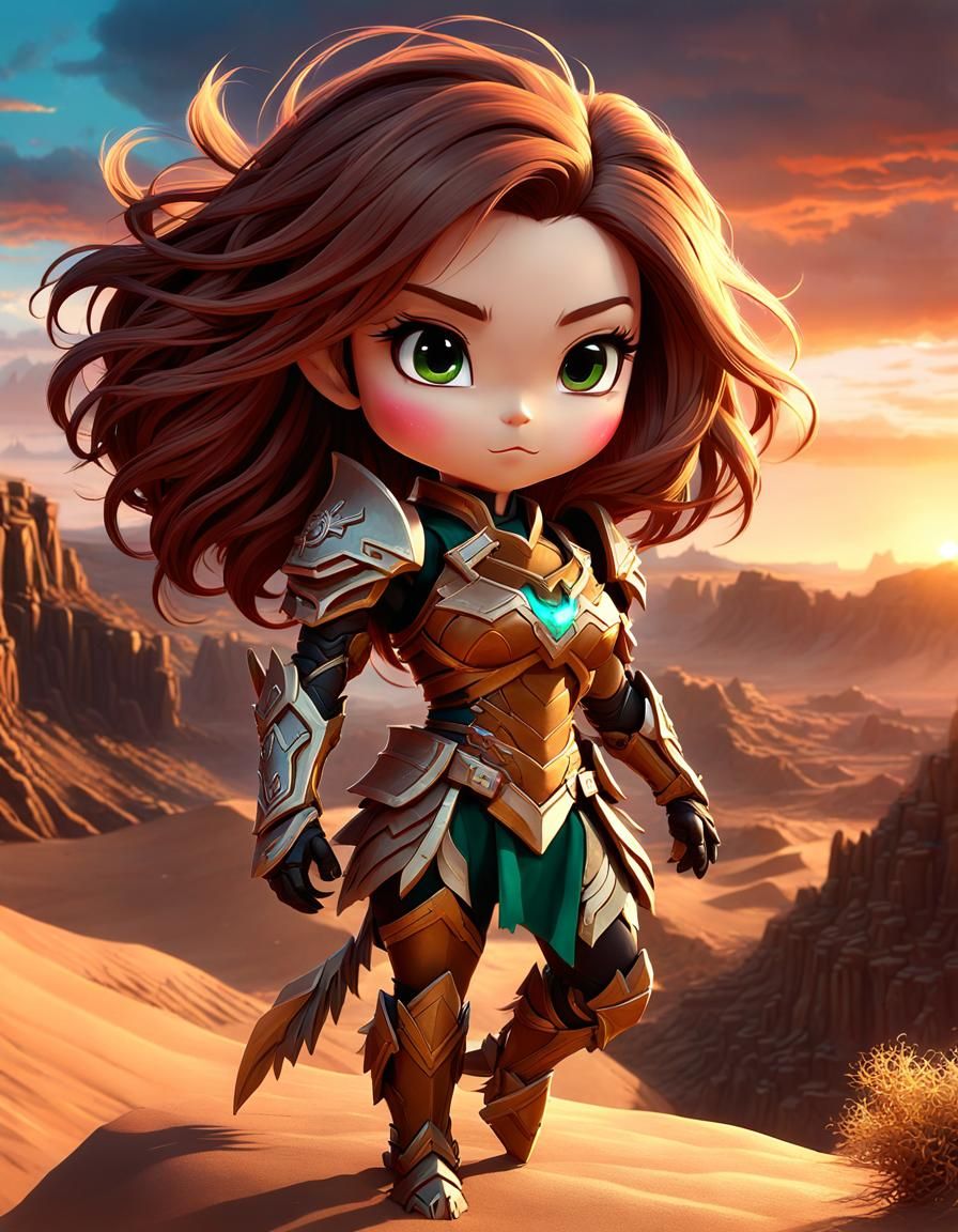 Berserker Gremlin in Desert Sunset, Anime Style