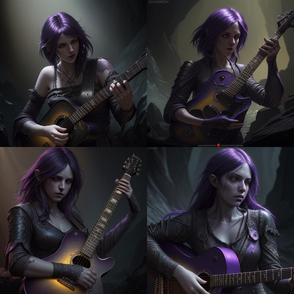 Changeling Bard Rock Star in Dark Fantasy Style