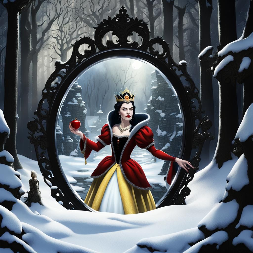 Evil Queen in Magic Mirror: Dark Fantasy Art