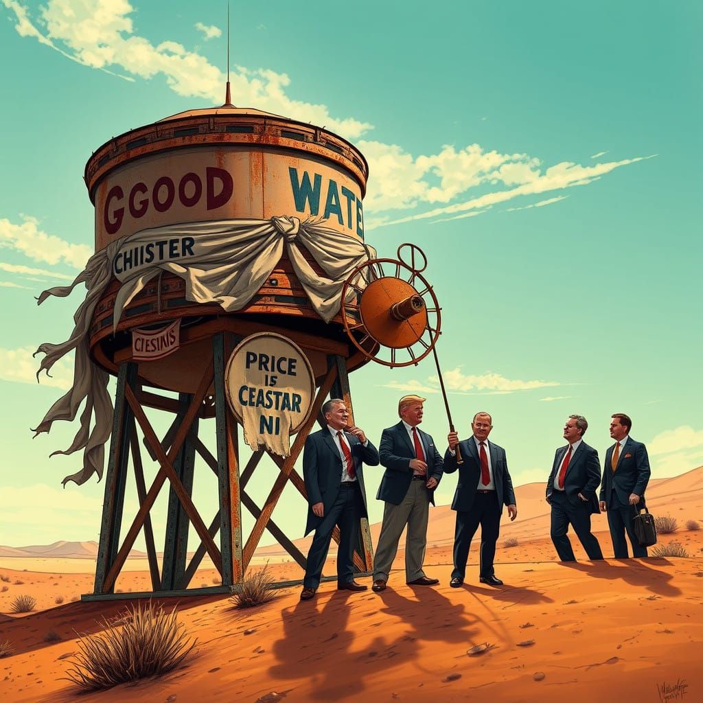 Hyperrealistic Cartoon Exposes Price Gouging in the Desert