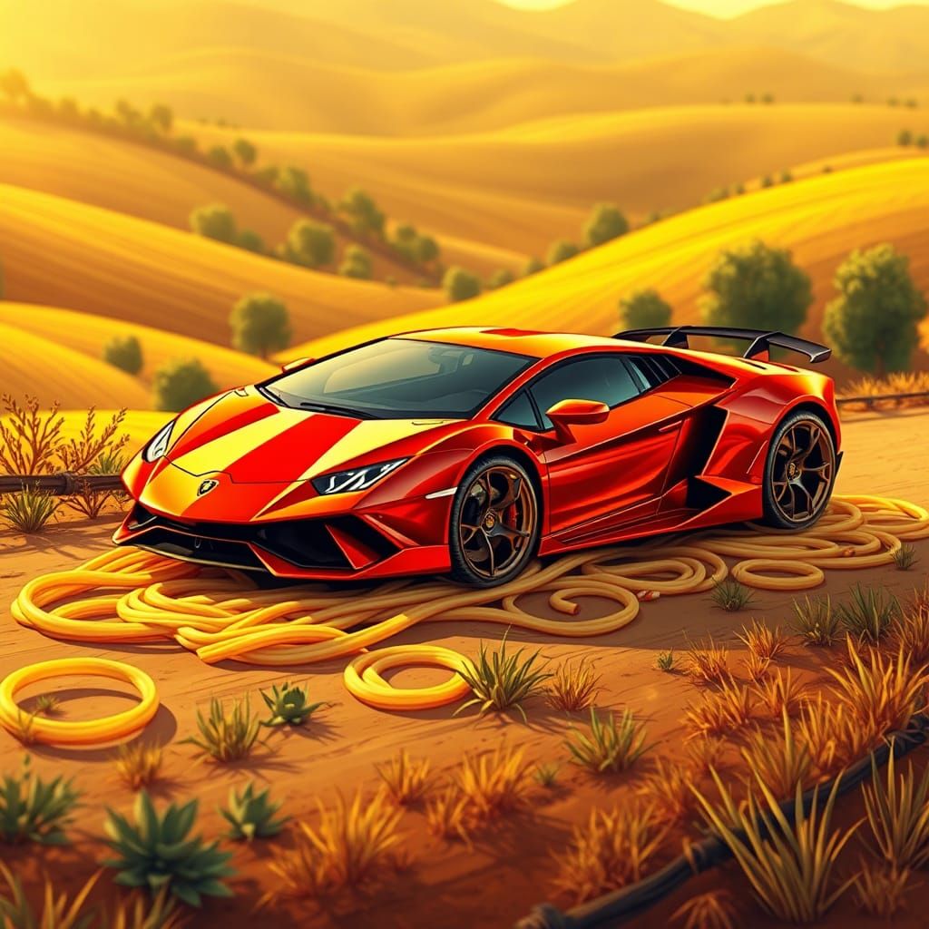 Linguine Lamborghini in Futuristic Concept Art Style