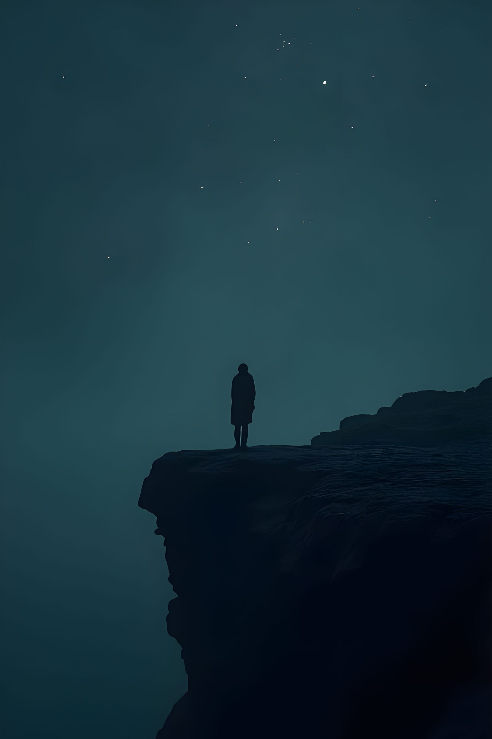 Man on Cliff: Dramatic Cinematic Film Still