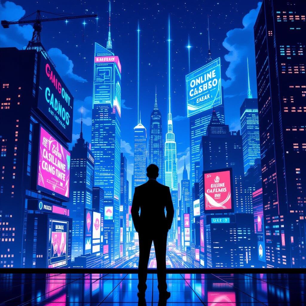 Futuristic Casino Cityscape at Night