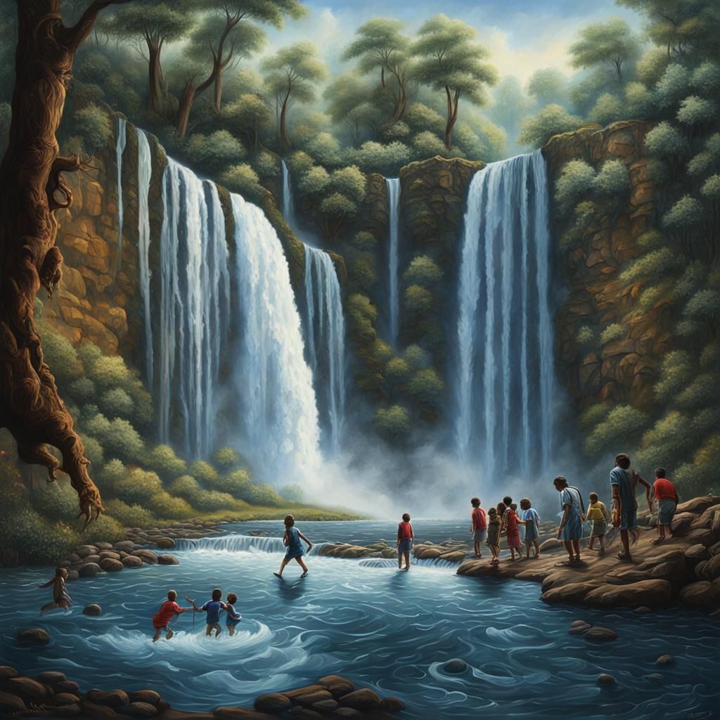 Hyperrealistic Waterfall Painting Comes to Life