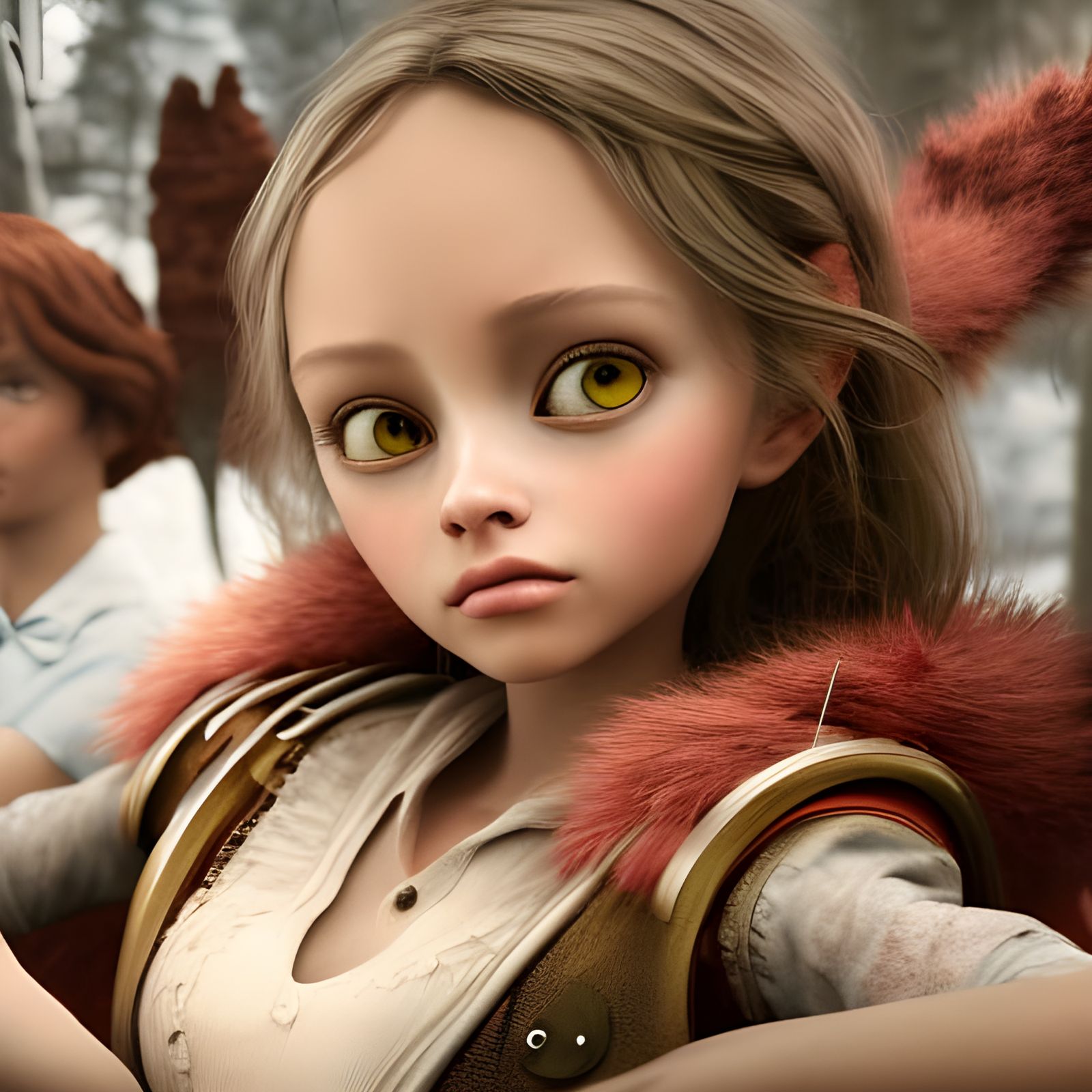 Steampunk Girl with Picnic Basket in Photorealism Style