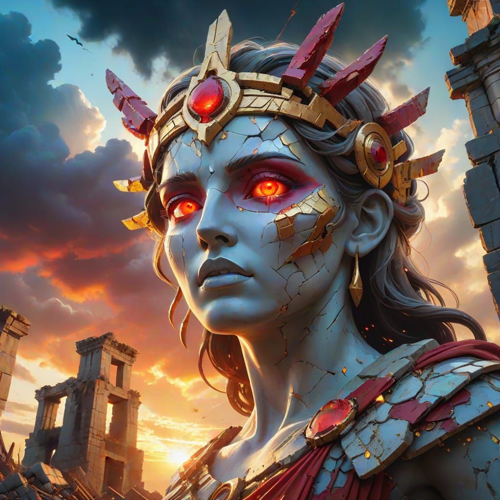 Goddess of Annihilation: Surreal Oil Painting