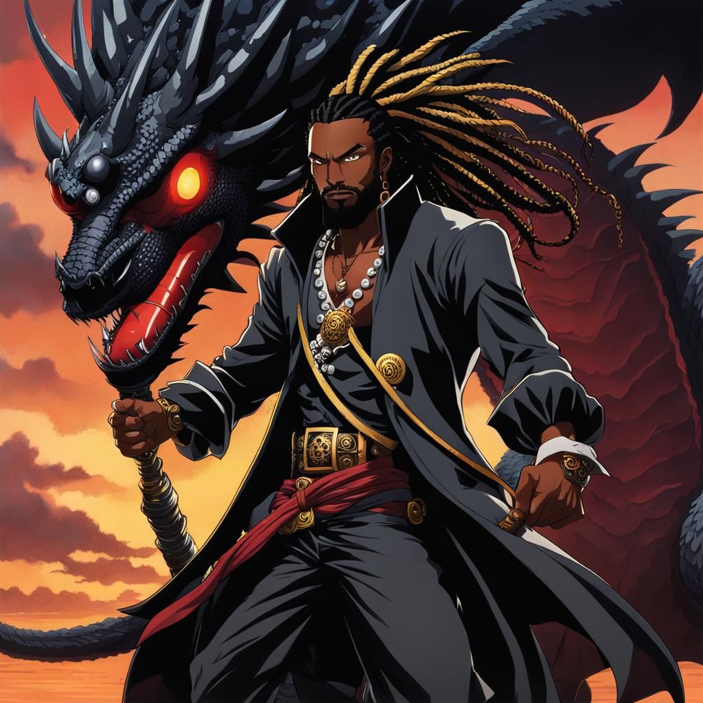 Pirate with Dragon in One Piece Style