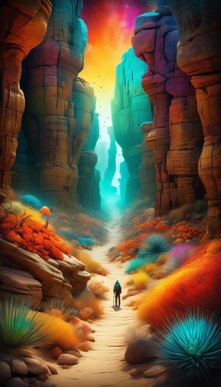 Magical Desert Canyon in Whimsical Style