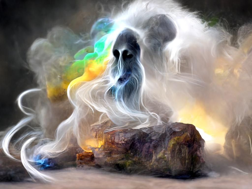 Ethereal Ghost Journey Through Smoky Spirit Realm