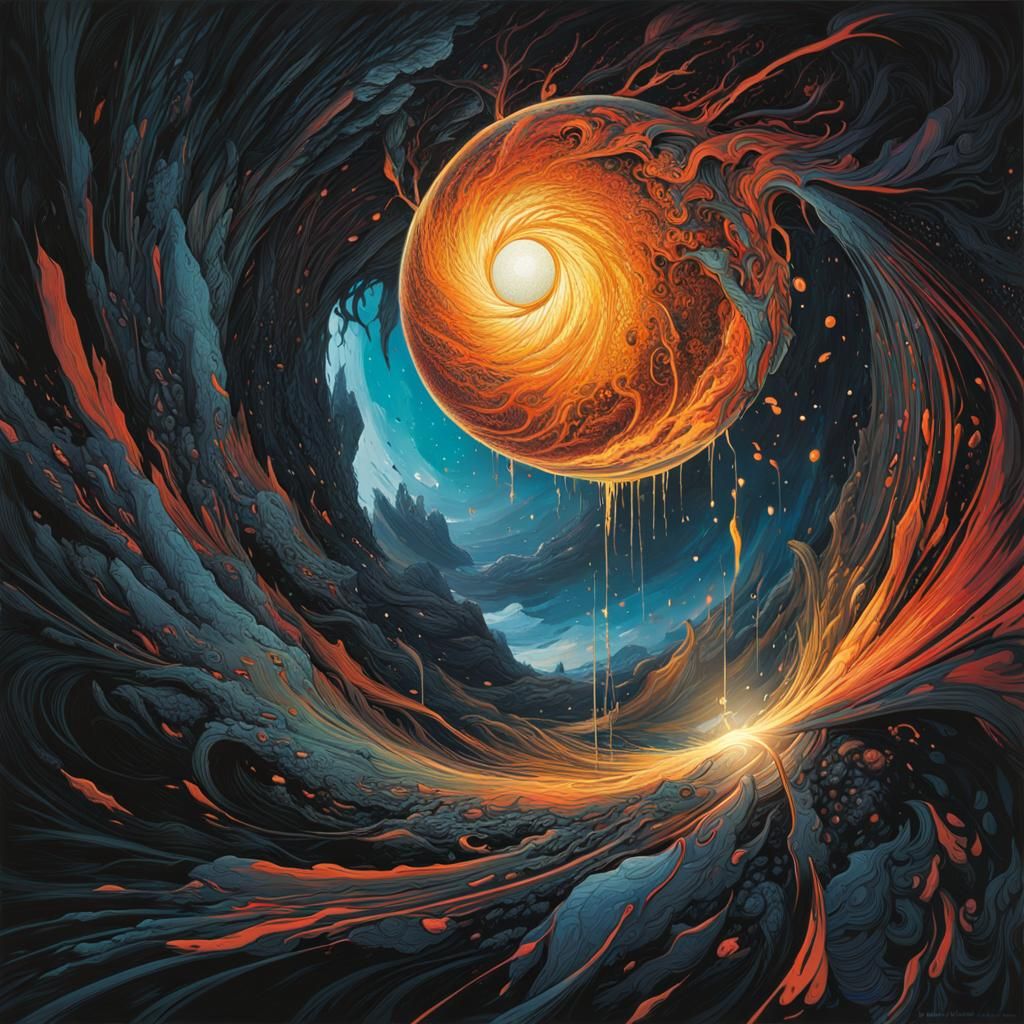 Abstract Sphere in Black Hole: Digital Illustration