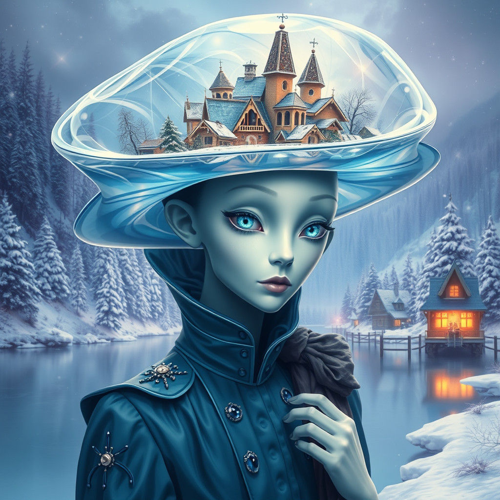 Surreal Victorian Porcelain Figure in Digital Oil Painting