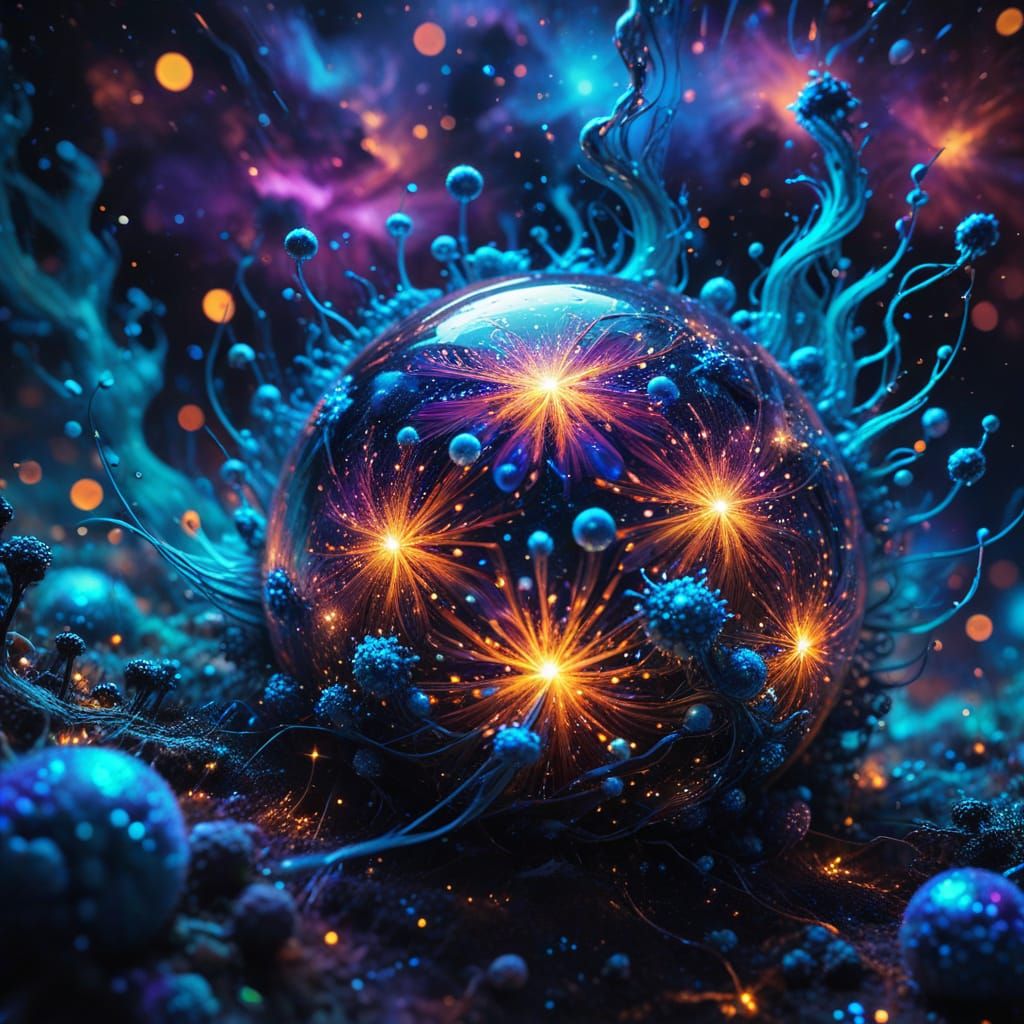 Cosmic Will-o'-the-Wisps in Vibrant Mixed Media