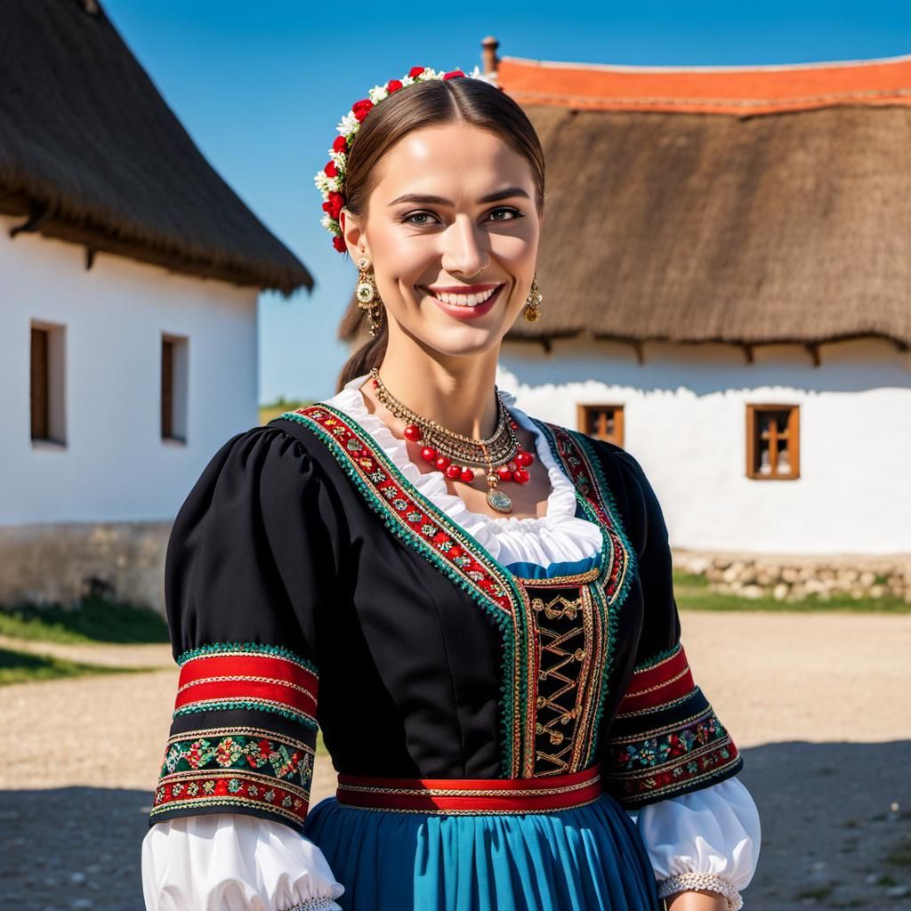 Hungarian Teen in Traditional Dress