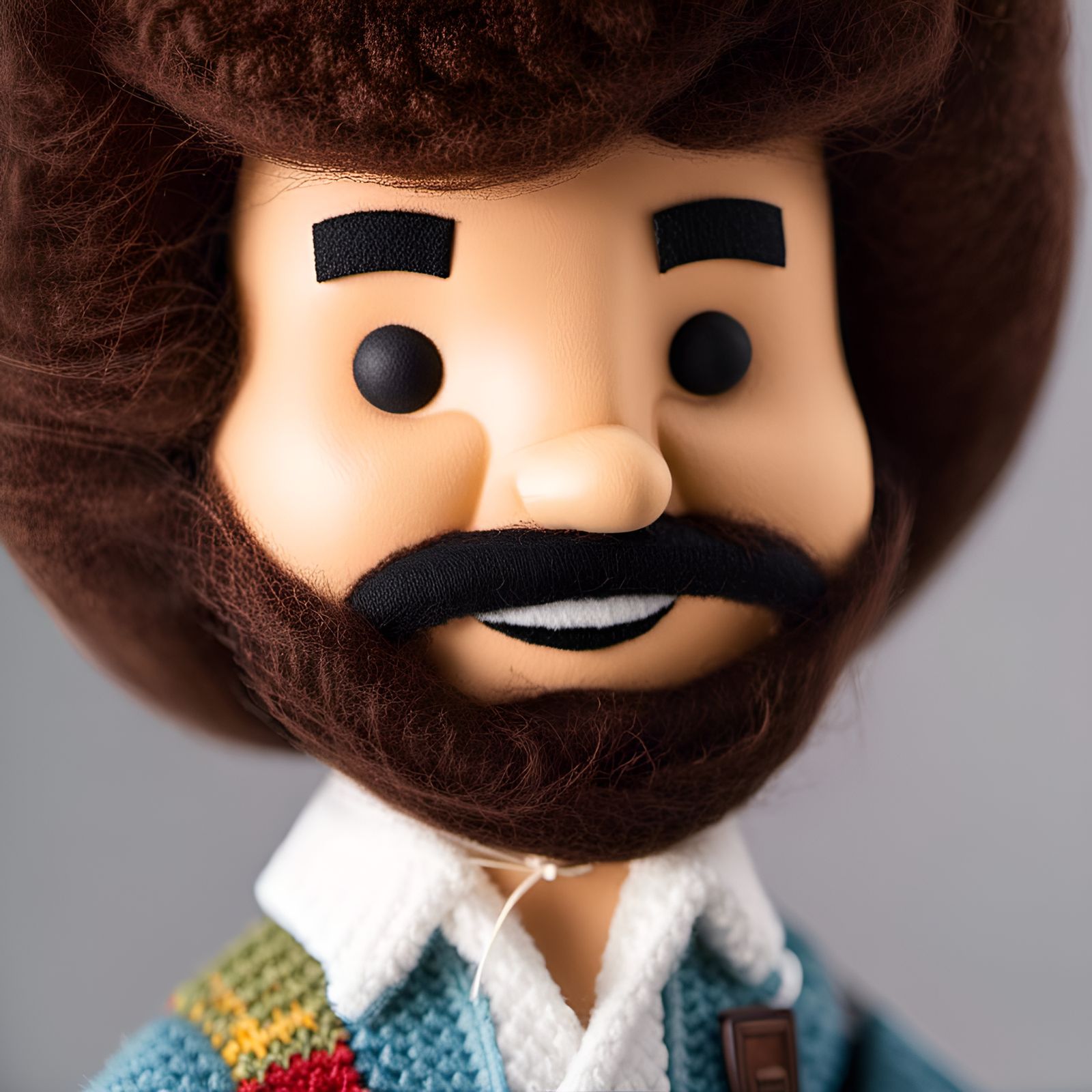 Bob Ross as a Wool Doll, Close-up