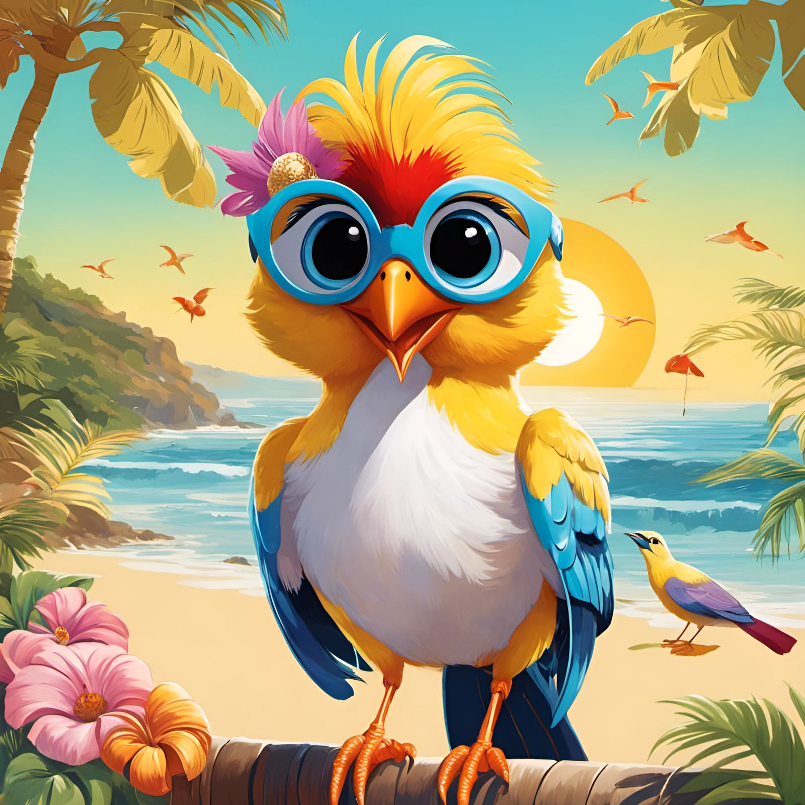 Anthropomorphic Bird Portrait in Animation Style
