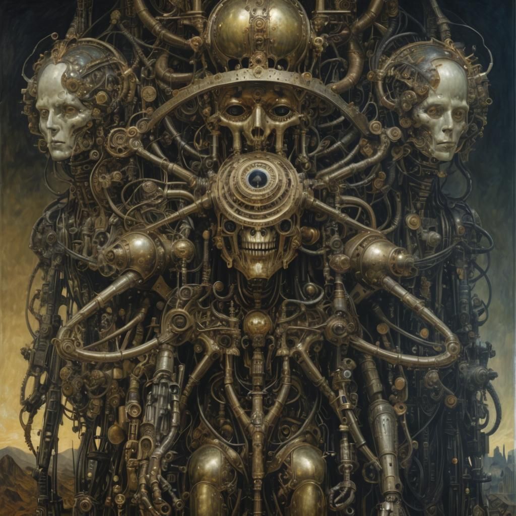 Surreal Monster Landscape in Giger Style