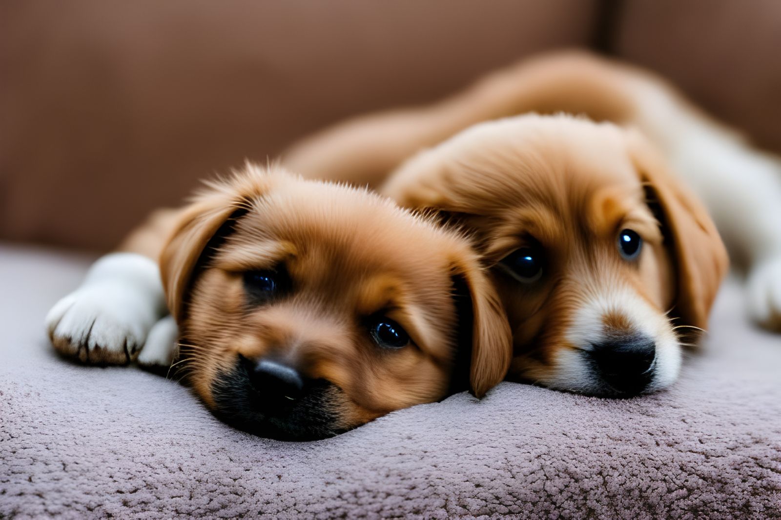 069 -LE - Two cute puppies cuddling together - 3104